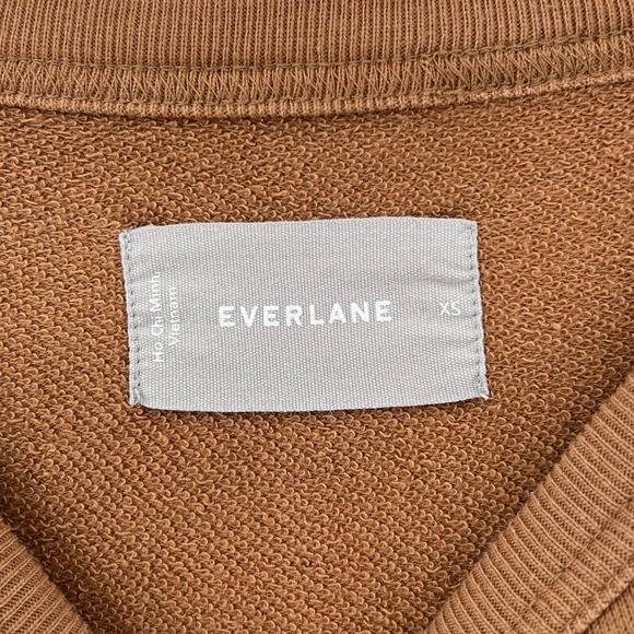 EVERLANE Crewneck Sweatshirt Womens XS Brown Long Sleeve French Terry Pullover - Picture 4 of 11